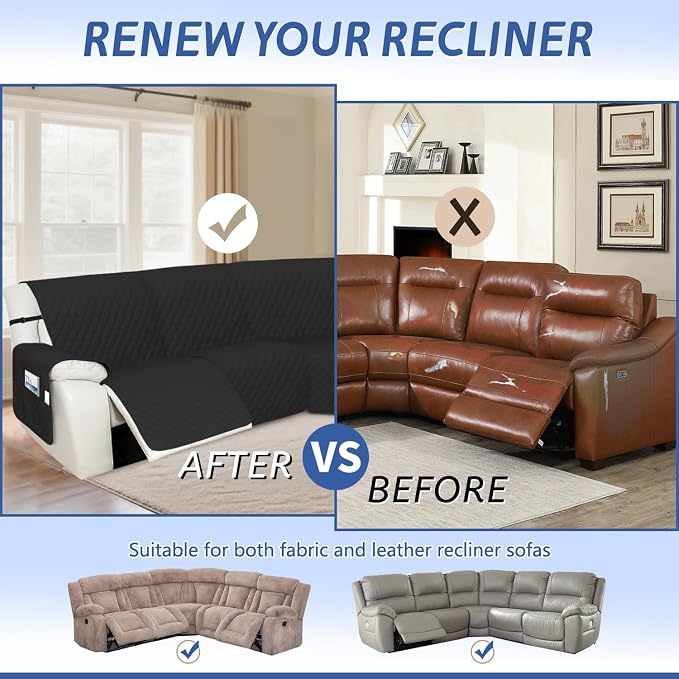 Arfntevss Recliner Sectional Couch Covers Waterproof L Shape Sofa Cover - Image 6