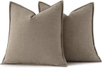 MIULEE Decorative Linen Euro Sham Pillow Covers 24x24 Inch Tan Taupe | Boho - Image 7