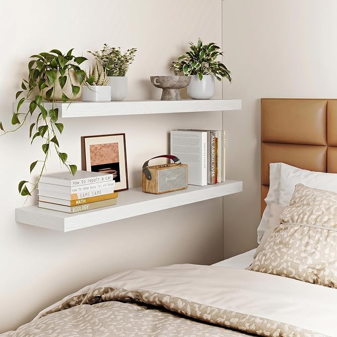 Fixwal Floating Shelves for Wall, 35.4" Long Heavy Duty Wall Mounted Rustic - Image 6