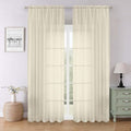 Cream Sheer Curtains for Bedroom 90 Inches Long 2 Pcs, Rod Pockets Window by Lecloud