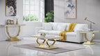Henf Marble End Table Modern White Faux Marble Sofa Side Table - Image 6