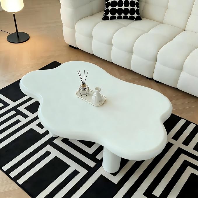 40" Cloud Coffee Table with 4 Round Table Legs, Modern Irregular Center Table - Image 8