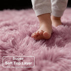Amdrebio Mauve Pink Round Fluffy Rug 4Ft - Image 4