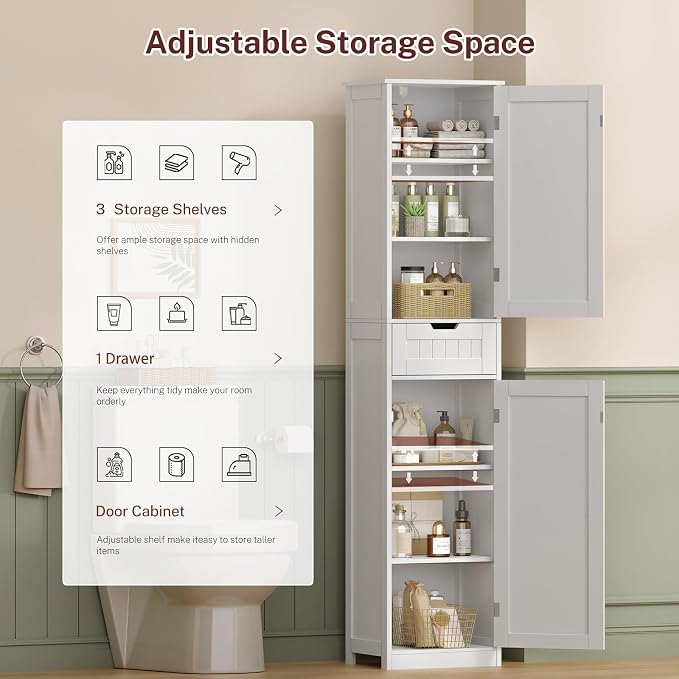 TEENFON 67" H Tall Bathroom Cabinet - Image 5