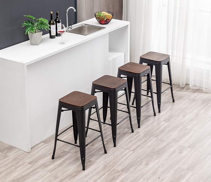 HAOBO Home 24" Backless Metal Counter Stool Height Bar Stools, Barstools - Image 8