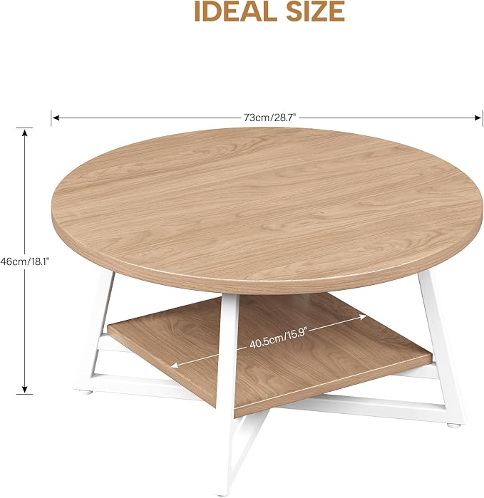Coffee Table for Living Room, Round Coffee Table, Small Circle Coffee Table - Image 3