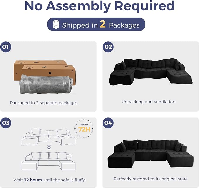 MAXYOYO 129.5" Modular Sectional Sofa Couch, U Shaped Modern Cloud Couch - Image 7