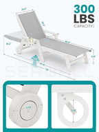 SERWALL Textilene Patio Chaise Lounge Chair, 5 Positions Adjustable Outdoor - Image 2