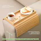 GEHE Bamboo Sofa Arm Tray, Foldable Couch Arm Tray Side Table, Anti-Falling - Image 4