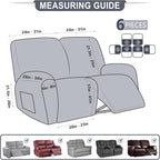 ANARACHON Leather Look Loveseat Recliner Cover, 6-Pieces Stretch Dual Recliner - Image 2