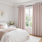 Light Pink Full Blackout Curtains Linen Blended Room Darkening Curtain Panels - Image 6