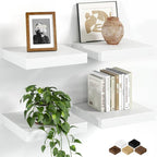 Fun Memories Floating Shelves for Wall, 9.3 Inch Set of 4 Rustic Wood Wall by FunMemories