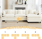 111'' Sectional Cloud Deep Seat Couch, Modern Comfy Chenille L Shaped Sectional - Image 6