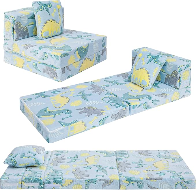MeMoreCool Glow Dinosaur Tri-fold Sofa Bed by MeMoreCool