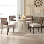 LZAREAL Farmhouse Dining Chairs Set of 4 Linen Fabric Upholstered Accent Side by LZAREALBetterRoomForRealLiving