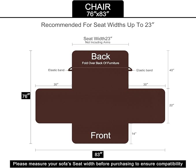 U-NICE HOME Reversible Recliner Chair Covers, Light Camel/Beige | 23''Armchair - Image 6