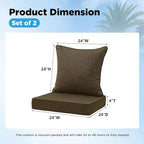 Sunbrella Outdoor Deep Seat & Back Cushion Set, 24 x 24 Inch Water Repellent - Image 3