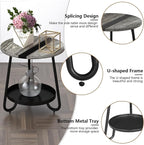 2 Tier Coffee Table in Living Room, Industrial Style Round Coffee Table - Image 7