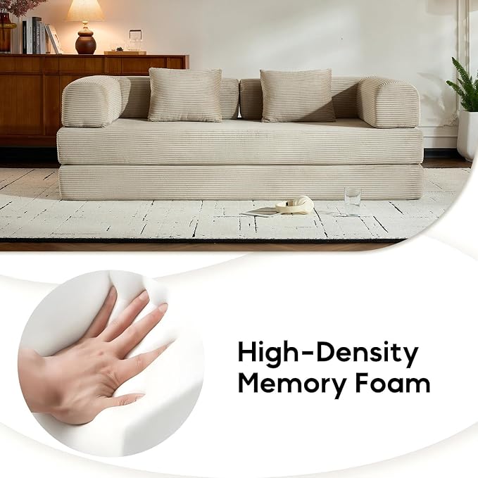ZEIINPA Corduroy Floor Sofa Bed, Convertible Folding Couch Bed - Image 3
