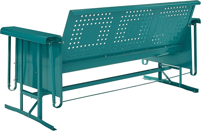 Crosley Furniture Bates Retro Metal Outdoor Sofa Glider, 3-Person Rocking Patio - Image 5