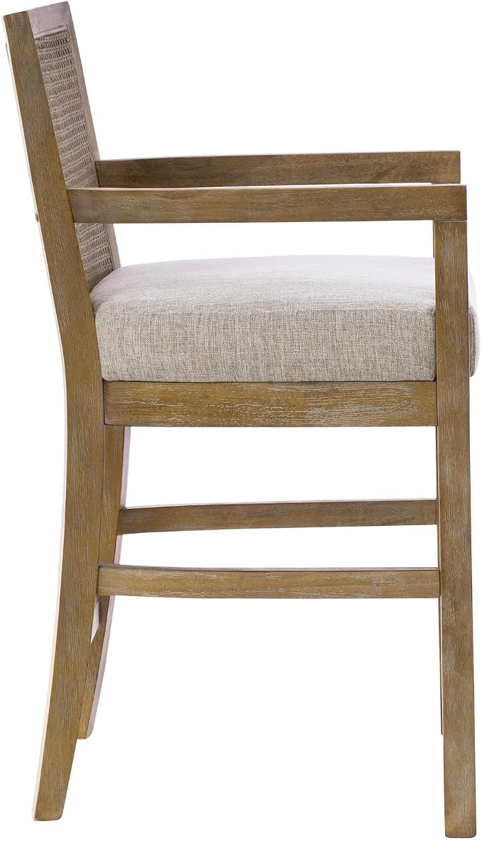Madison Park Bar Stool with Rattan Back, Wood Counter Height Barstools - Image 5