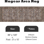 3x10 Brown Blue Vintage Floral Washable Runner Rug - Image 2