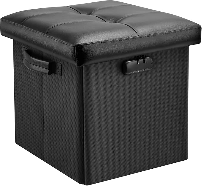 DocSafe Storage Ottoman with Lock, Fireproof Folding Ottoman Foot Rest Stool by DocSafe