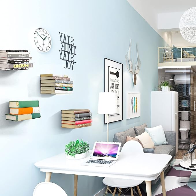 Fentec Invisible Floating Bookshelf, Wall Mounted Floating Bookshelves - Image 9