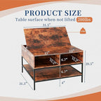 Coffee Table with Storage, Square Coffee Table with Display Shelf and Hidden - Image 2