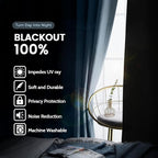SimpleHome Stone Blue 100% Blackout Curtains Room Darkening Living Room 72L | - Image 3