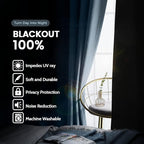 SimpleHome Stone Blue 100% Blackout Curtains Room Darkening Living Room 63L | - Image 3
