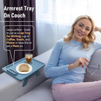 SINWANT Couch Arm Table, Bamboo Sofa Clip on Tray Tables, Sofa Armrest Tray - Image 2