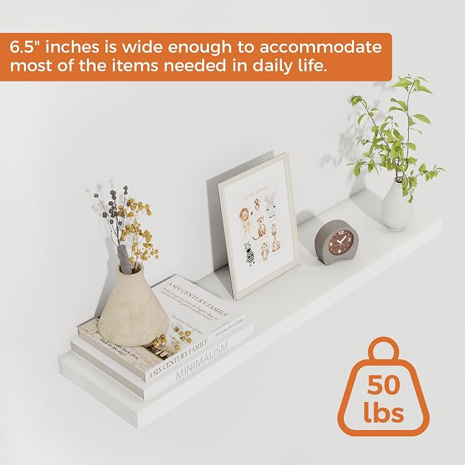 Fun Memories Floating Shelves for Wall, 27.5" Rustic Wood Deep Wall Mounted - Image 5