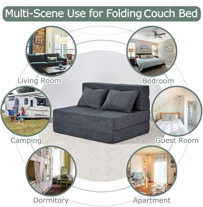 Folding Sofa Bed, 4 in 1 Convertible Sleeper Chair - Image 9