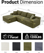 108" Cloud Sectional Couch, Modern Modular Sectional Sofa - Image 2