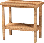 HomeStock Bohemian Side TableRattan & Wood Accent TableHoney Finish26 x 16 x 25 by Homestock