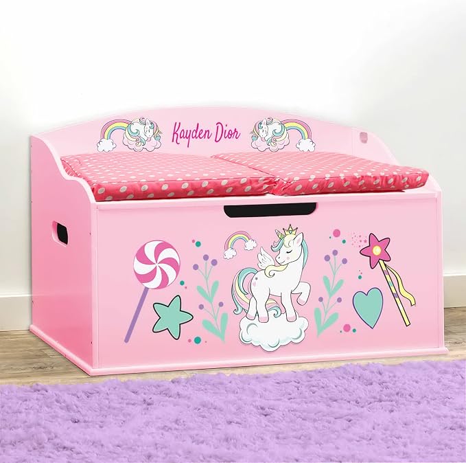 DIBSIES Personalized Creative Wonders Toy Box, Unicorns & Rainbows, 30 x 19.25 - Image 3