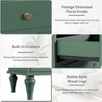 Green Dresser for Bedroom with 5 Drawers, Vintage Tall Dresser with Smooth - Image 4