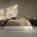 RECCI AirFrame Half-Moon Upholstered Queen Platform Bed Frame, Velvet Curved by RECCI