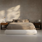 RECCI AirFrame Half-Moon Upholstered Queen Platform Bed Frame, Velvet Curved by RECCI