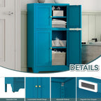 YAUWOH Blue Bathroom Floor Cabinet, Metal Storage Cabinet - Image 7