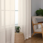 Chyhomenyc Cream Sheer Curtains 63 Inches Long 2 Panels Set | Light Filtering - Image 4
