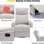 Trustyue Swivel Rocker Recliner Chair, 360° Swivel Recliner - Image 4
