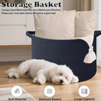 65L Large Blanket Basket, Woven Rope Laundry Basket Hamper - Image 6