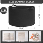 INDRESSME 115L Extra Large Black Blanket Basket, Dog Toy Bin Shoe Baskets Toy - Image 2