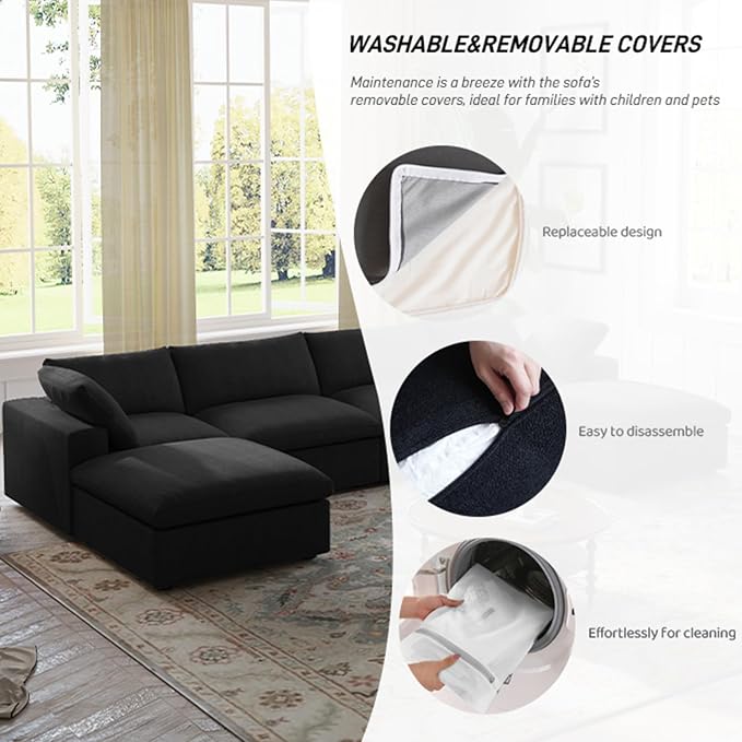 Cloud Modular Sectional Sofa Couch, 80.3" L Shaped Convertible Couches - Image 4