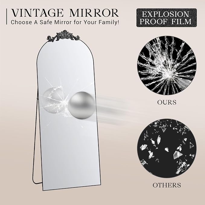MISSDAY Vintage Baroque Full Length Mirror, Full Metal Frame Stand Up Retro - Image 5
