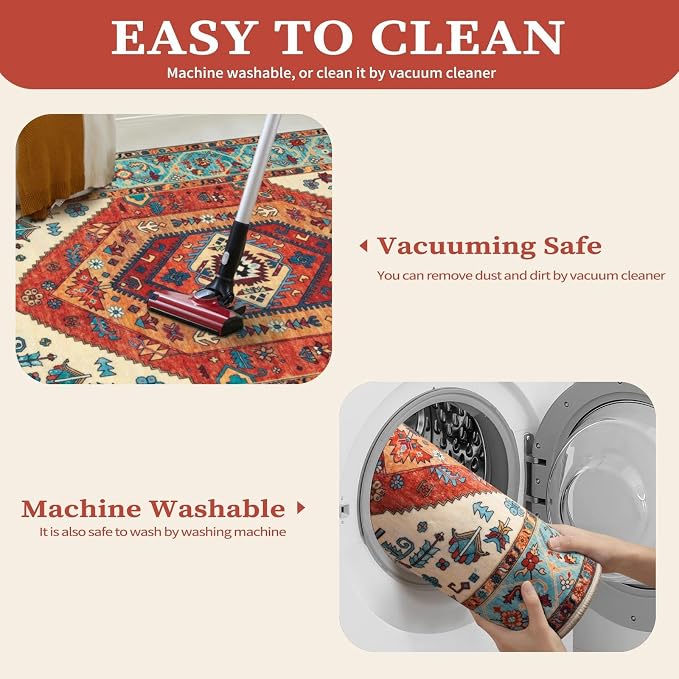 SERISSA 10x14 Washable Non Slip Boho Area Rug - Image 3