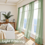 MIULEE Sage Green Sheer Curtains 84 Inches Long 4 Panels 54 x 84 Inches | Light - Image 4