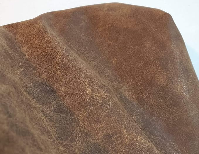 Brown Vintage Distressed Soft Faux Leather Fabric PU Leather Fabric Sheet Sold - Image 4